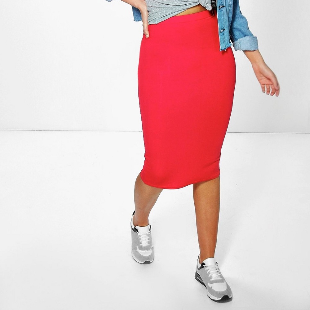 Basic Midi Jersey Tube Skirt